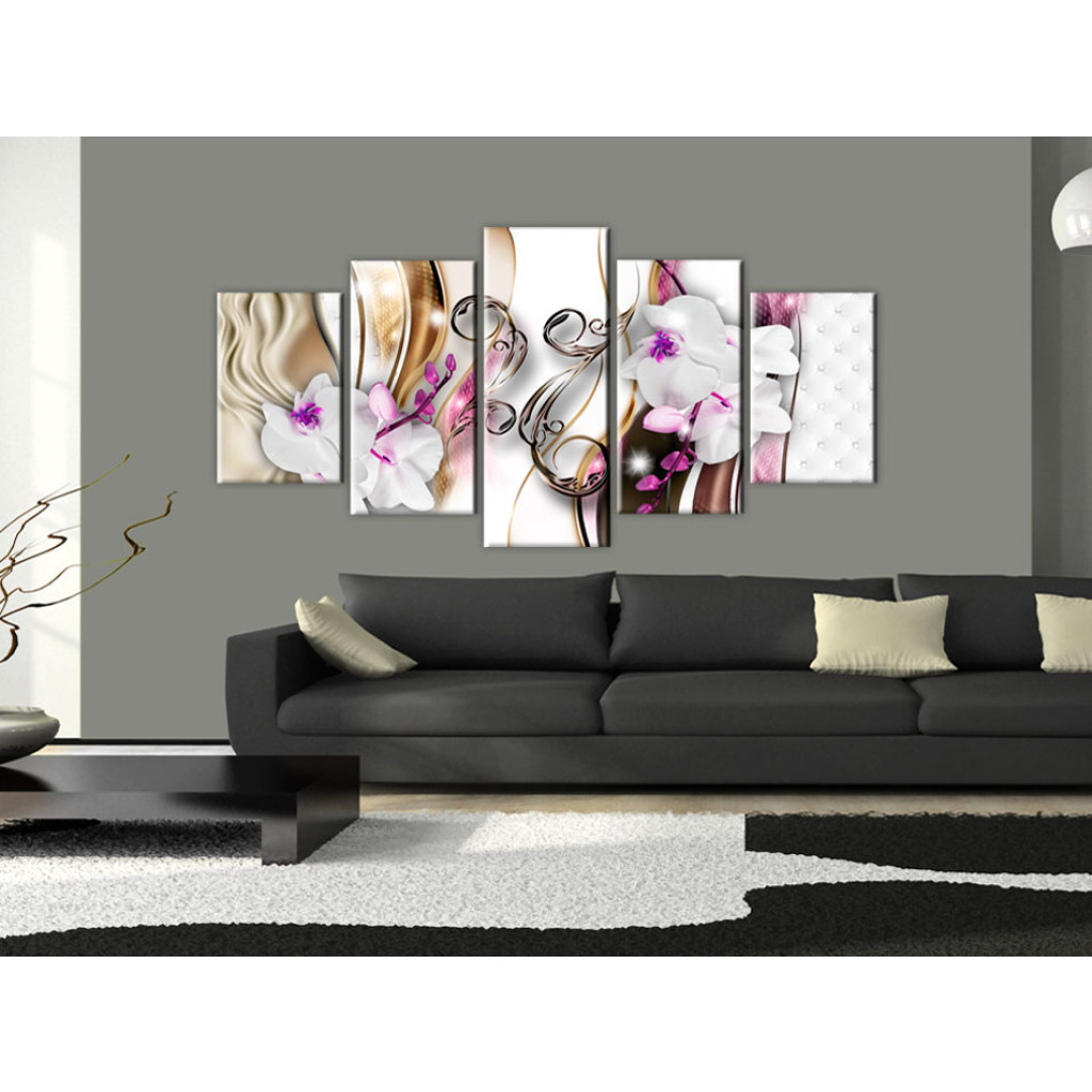 Schilderij  Abstract: Orchids: Pink Flowers