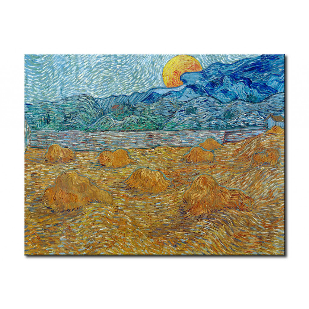 Schilderij  Vincent Van Gogh: Evening Landscape With Rising Moon