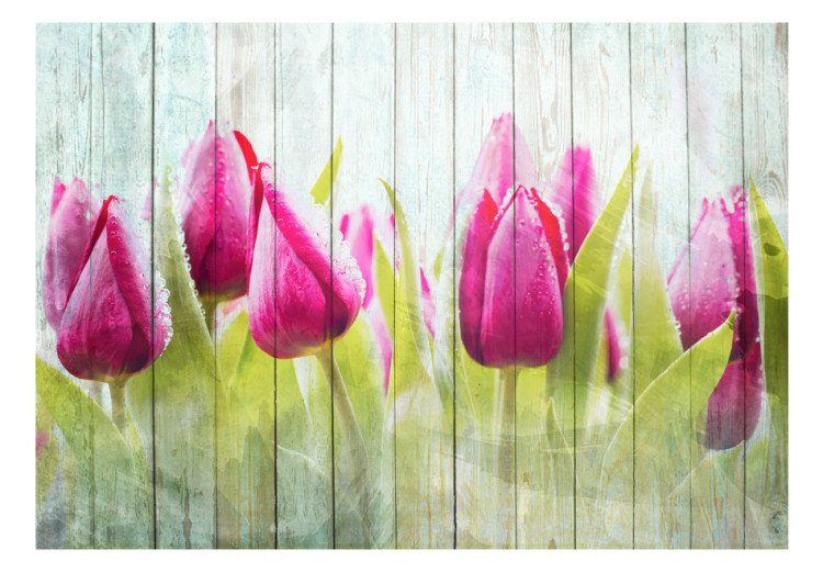 Mural Tulips on white wood 60343 additionalImage 1
