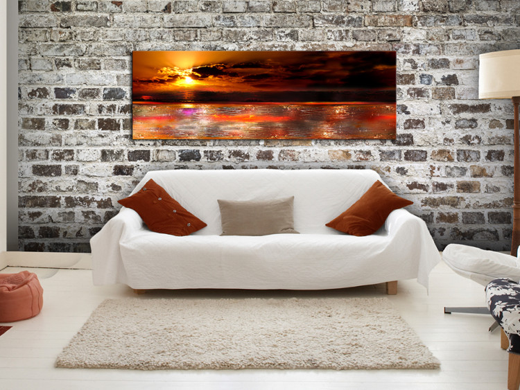 Obraz Pomarańczowe niebo (1-częściowy) - artystyczny zachód nad oceanem 96843 additionalImage 3