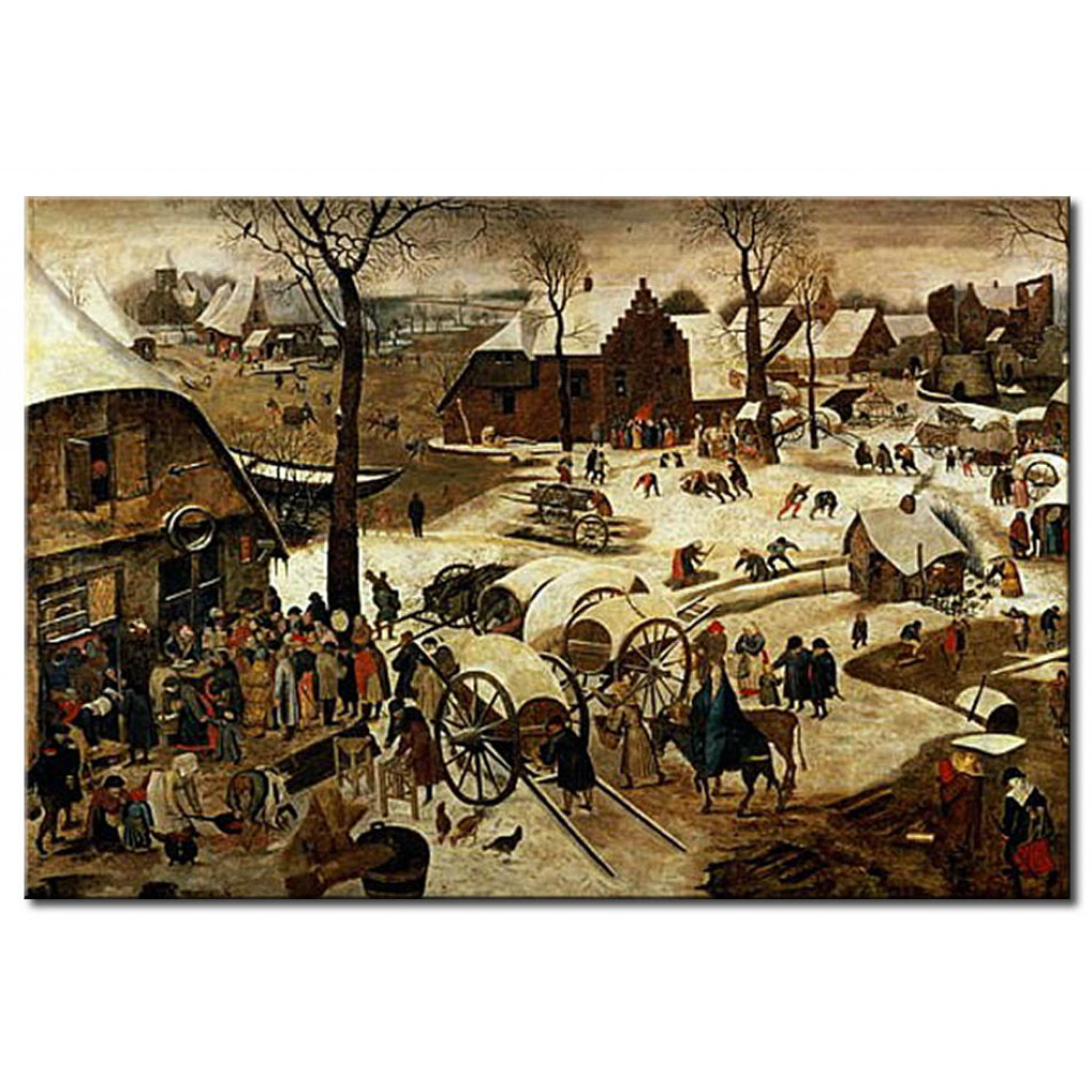 Schilderij  Pieter Brueghel The Younger: The Payment Of The Tithe Or The Census At Bethlehem (oil On Panel)