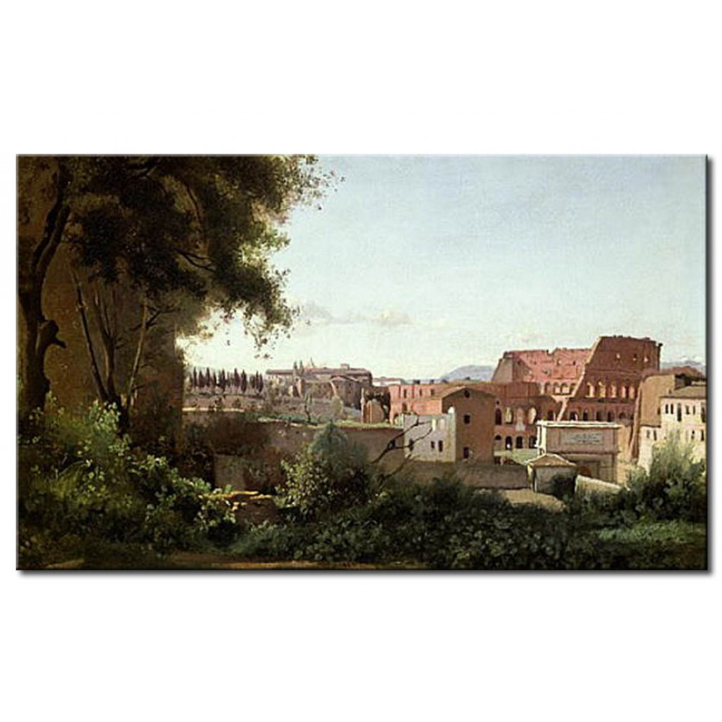 Schilderij  Jean-Baptiste-Camille Corot: View Of The Colosseum From The Farnese Gardens