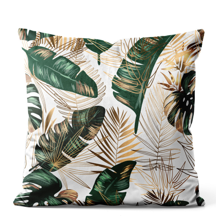 Kissen Velours Elegance of leaves - composition in shades of green and gold 147253