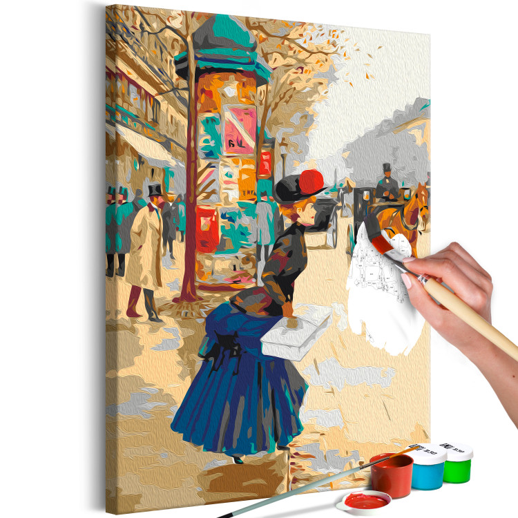 Paint by number Autumn Street - Elegant Woman With a Package Waiting for a Carriage 148453 additionalImage 4