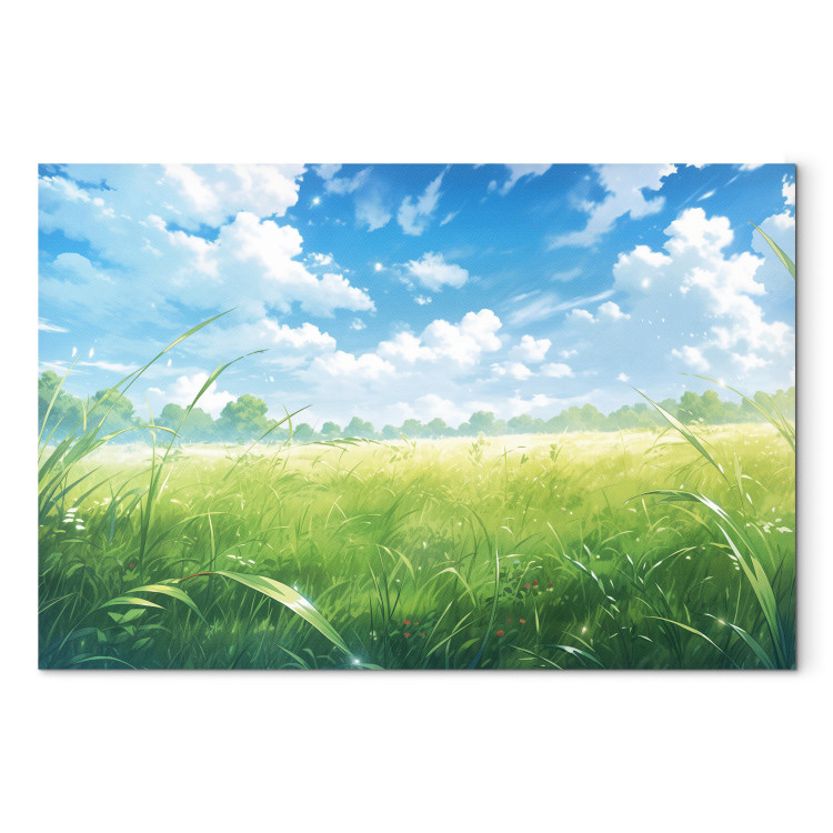 Canvas Print Digital Landscape - A Spring Meadow in the Style of a Computer Game 150653