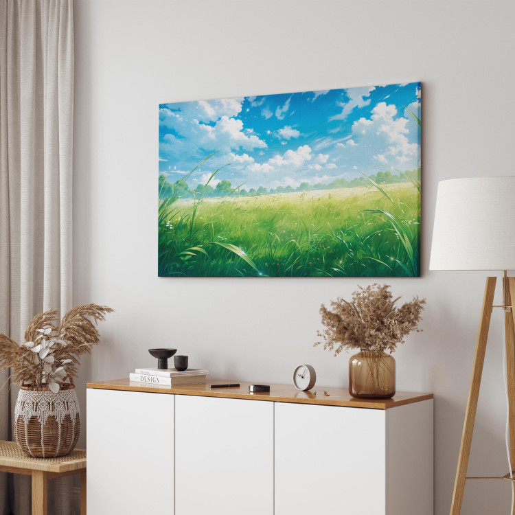Canvas Print Digital Landscape - A Spring Meadow in the Style of a Computer Game 150653 additionalImage 10