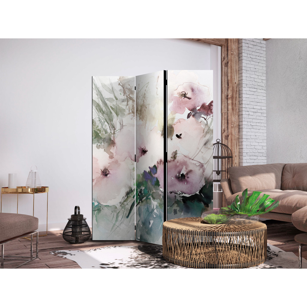 Biombo Watercolor Flowers - Bouquet In A Vase In Pastel Shades [Room Dividers]