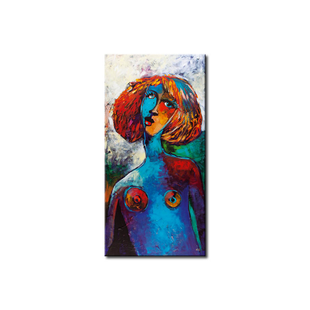 Schilderij  Acts: Vrouwelijk Naakt (1-delig) - Kleurrijk Abstract Portret Van Een Figuur