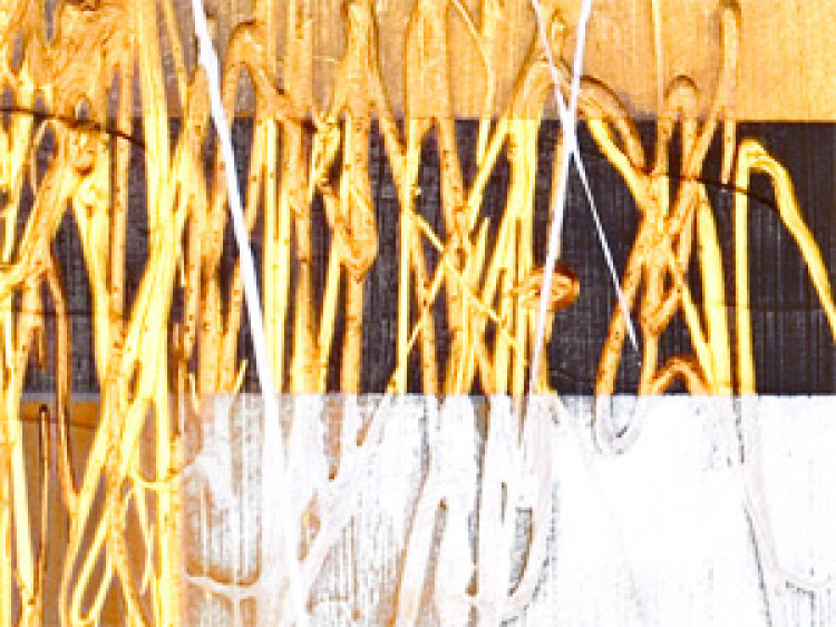 Bild auf Leinwand Winkel (3-teilig) - Bunte Abstraktion auf goldenem Hintergrund 47653 additionalImage 2