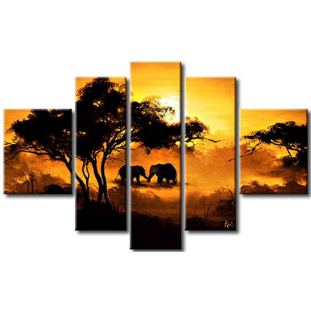 Schilderij  Landschappen: Verliefde Olifanten