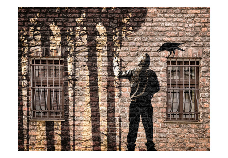 Wall Mural Urban Jungle - Artistic Mural with Silhouette of a Person and Nature 60553 additionalImage 1