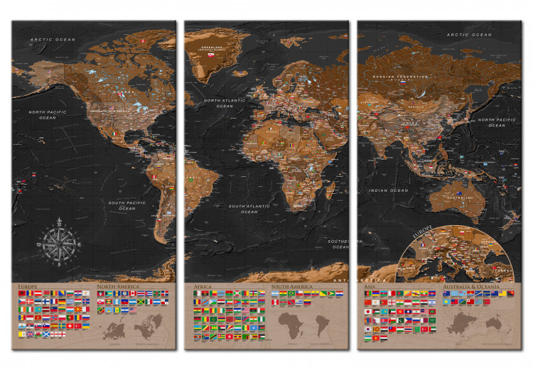 Tablero decorativo en corcho World: Brown Map II [Cork Map] 98053 additionalImage 2