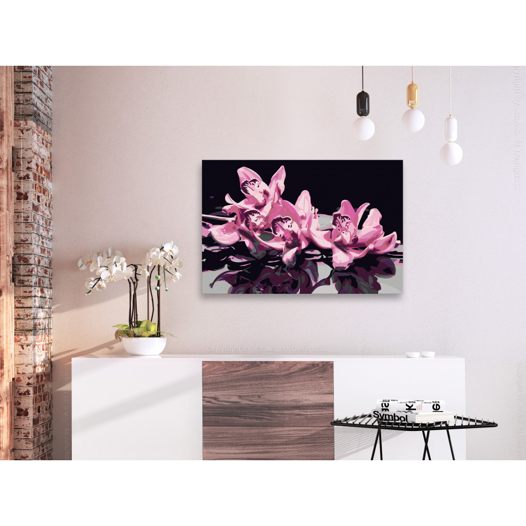 Måla Med Siffror Pink Orchid (Black Background)