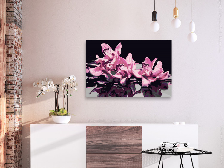 Cuadro para pintar por números Orquídea rosa (fondo negro) 107163 additionalImage 2