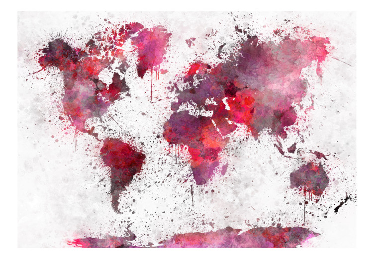 Mural de parede World Map: Red Watercolors 107563 additionalImage 1