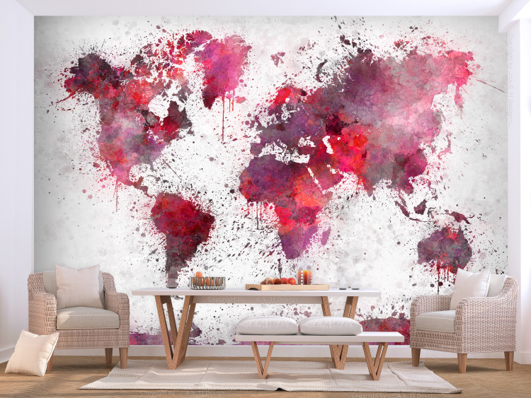 Mural de parede World Map: Red Watercolors 107563