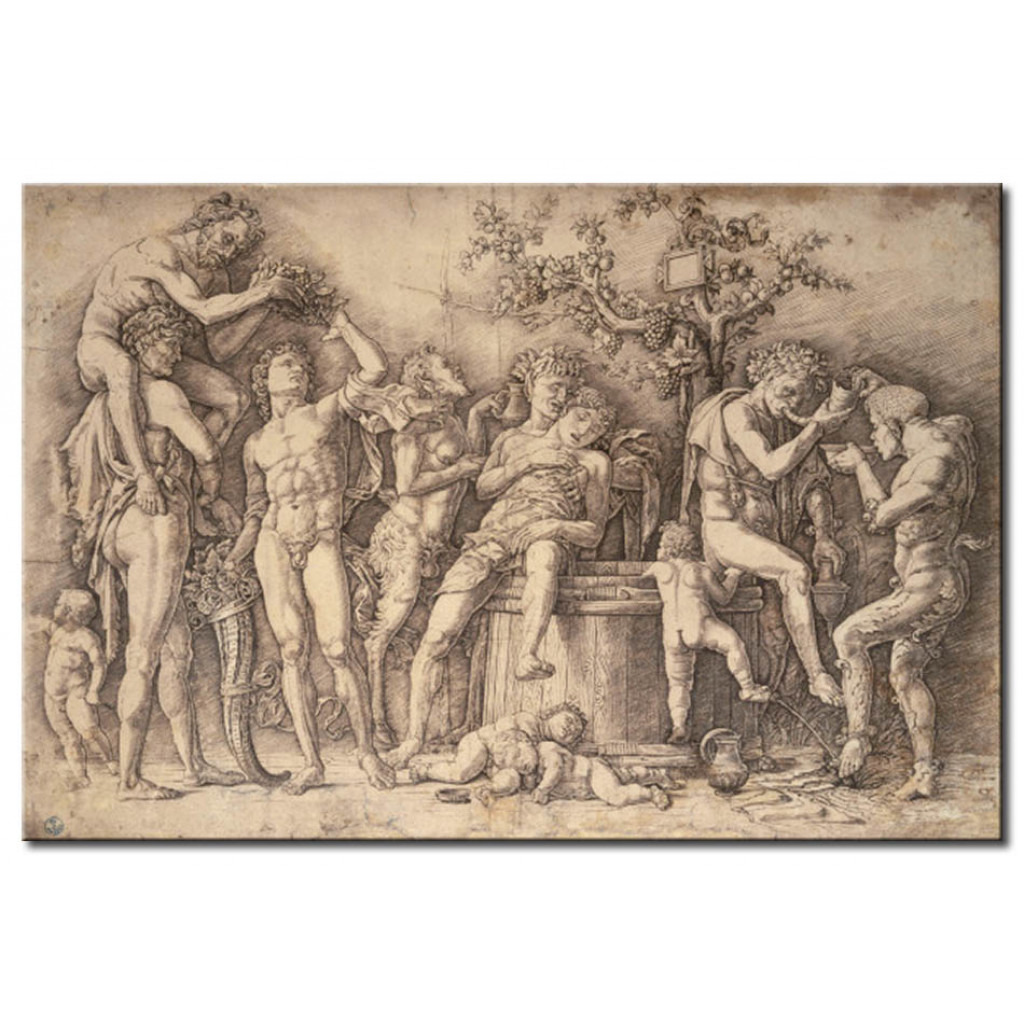 Schilderij  Andrea Mantegna: Bacchanalia And A Barrel Of Wine