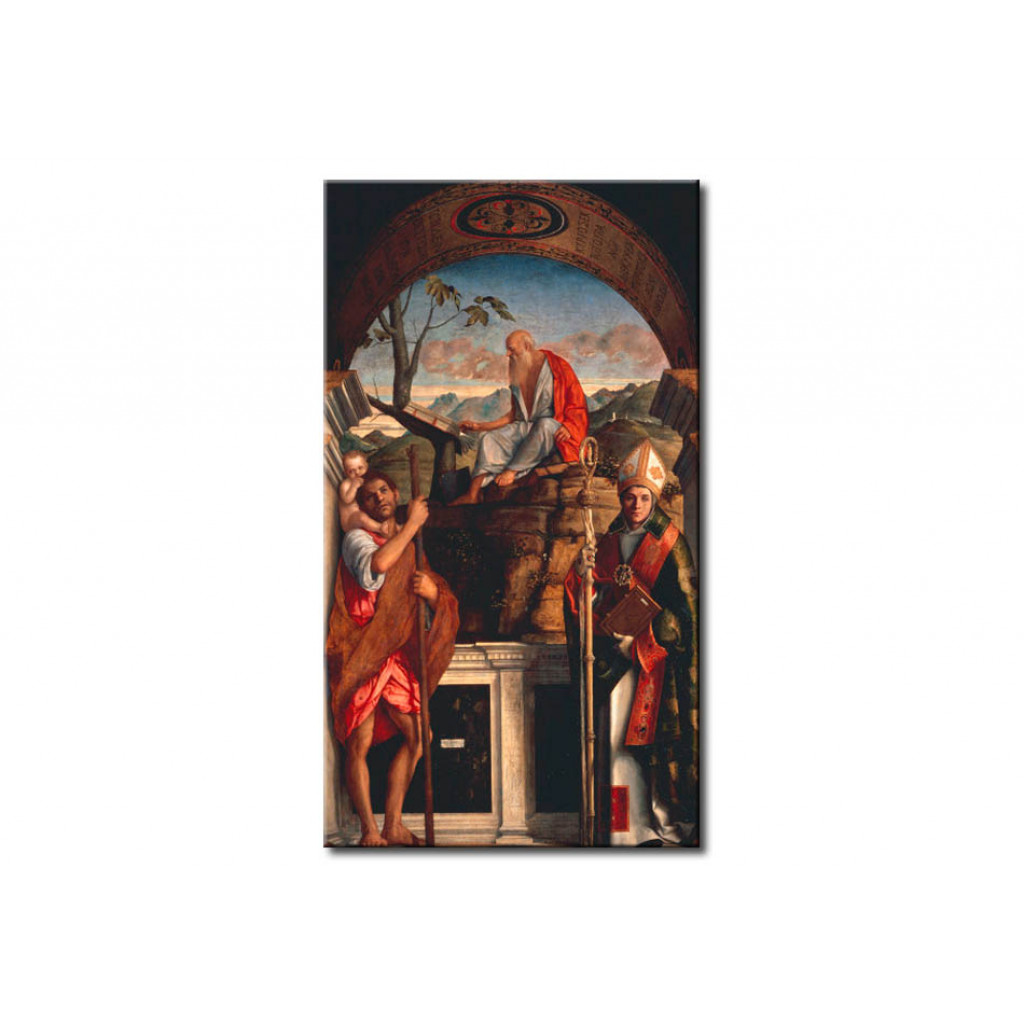 Schilderij  Giovanni Bellini: Saint Jerome. St. Christopher And Louis Of Toulouse