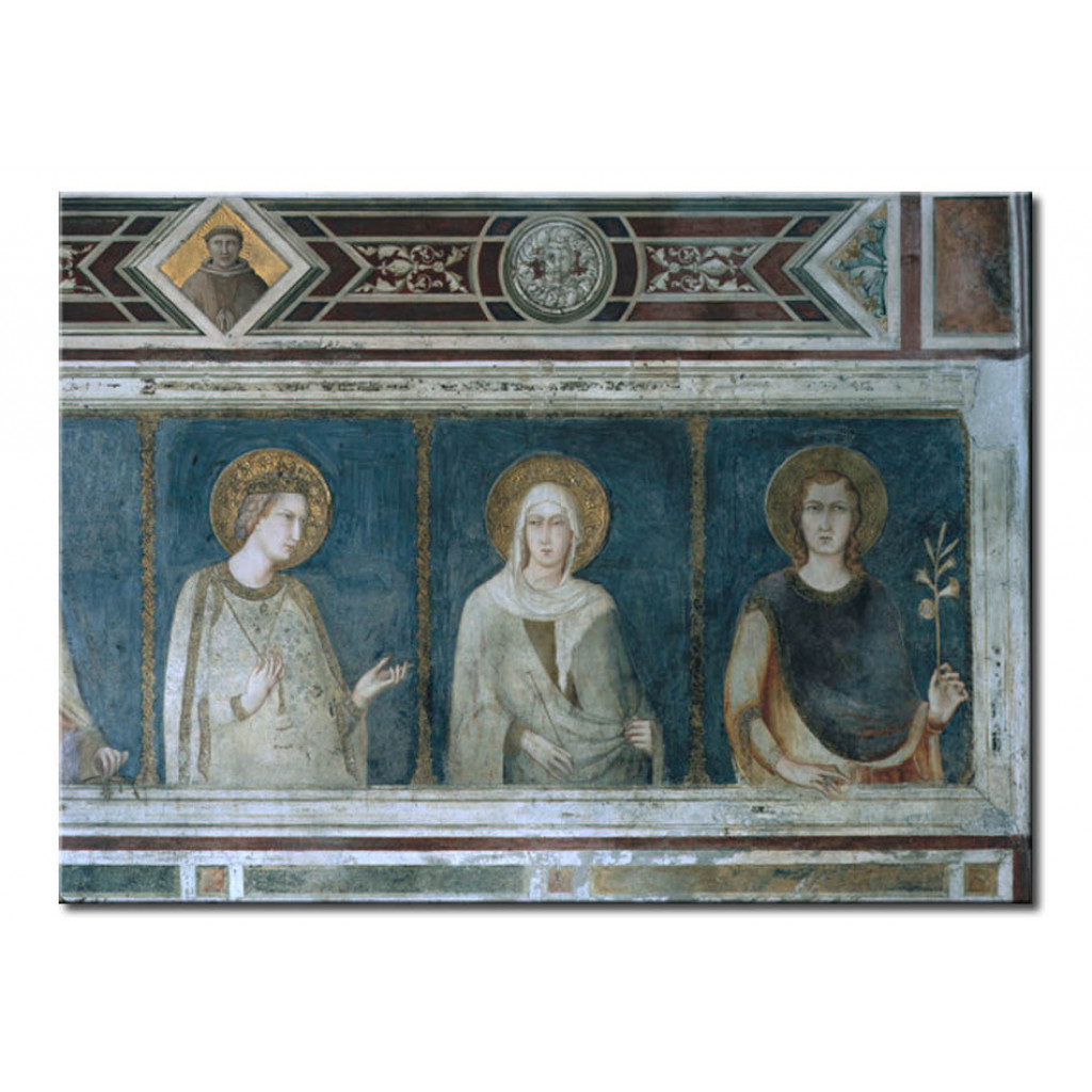 Schilderij  Simone Martini: Saints Francis, Louis Of Toulouse, Elizabeth, Clare And Louis Of France