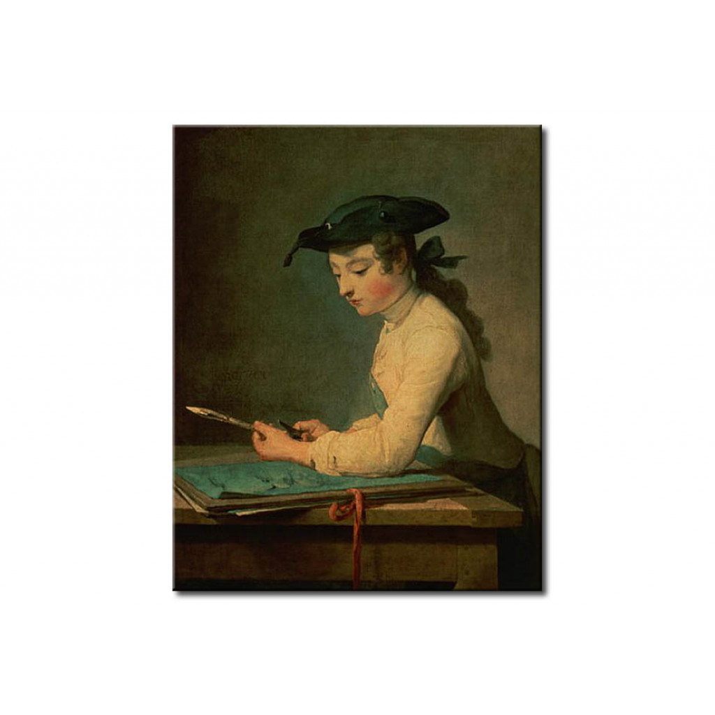 Schilderij  Jean-Baptiste-Siméon Chardin: The Young Draughtsman