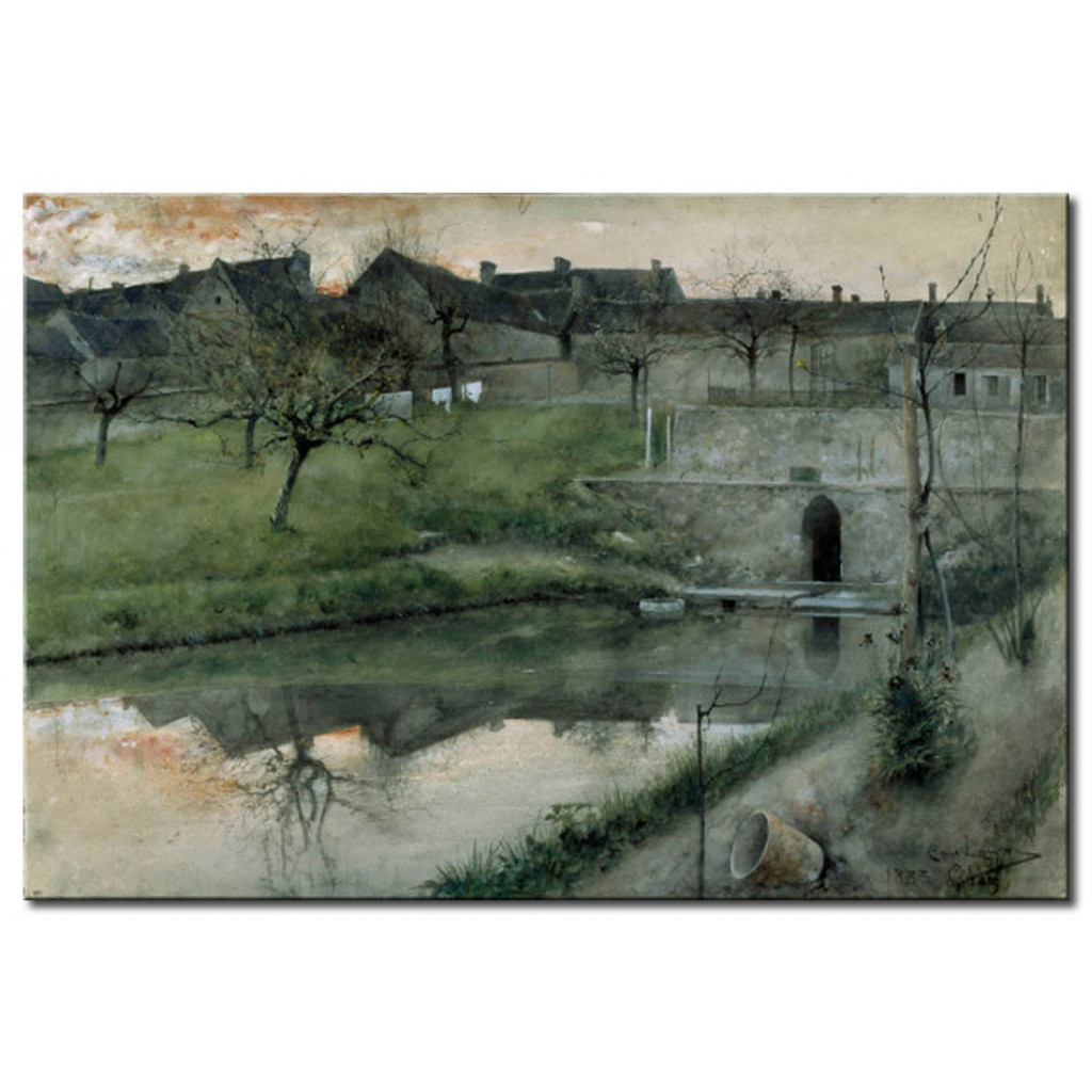 Schilderij  Carl Larsson: The Pond At Grezsur-Loing
