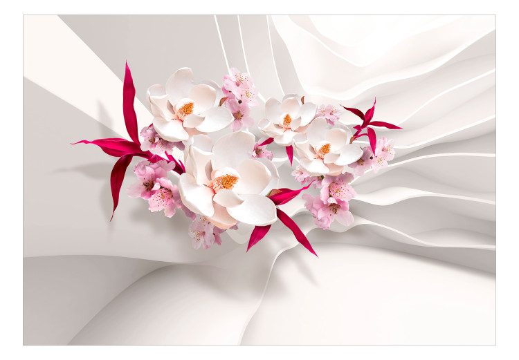 Wall Mural Floral motif - bouquet of flowers in shades of pink on a background with 3D effect 126663 additionalImage 1