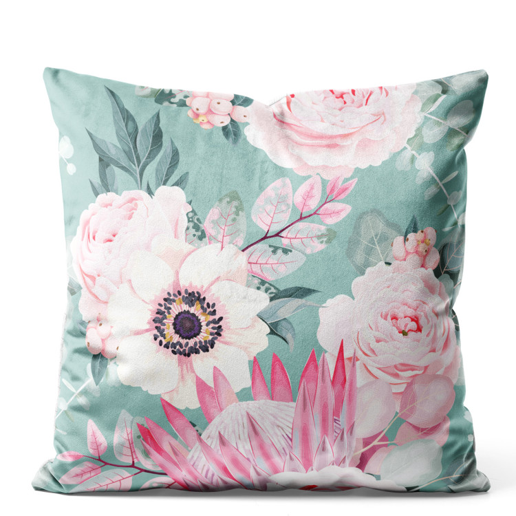 Sammets kudda A floral dream - a pink and green motif inspired by nature 147263