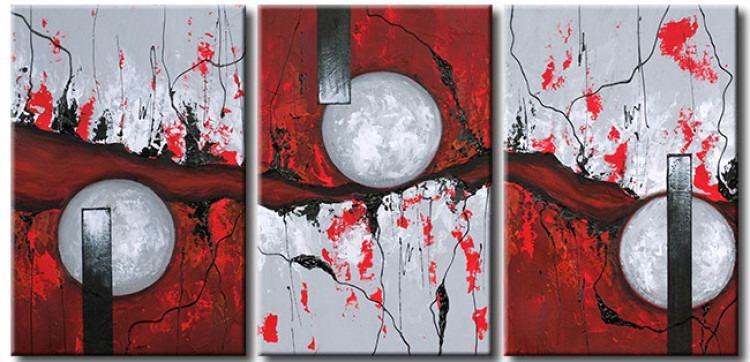 Quadro pintado Abstração (3 partes) - conjunto de bolas em um fundo em tons de cinza 48063