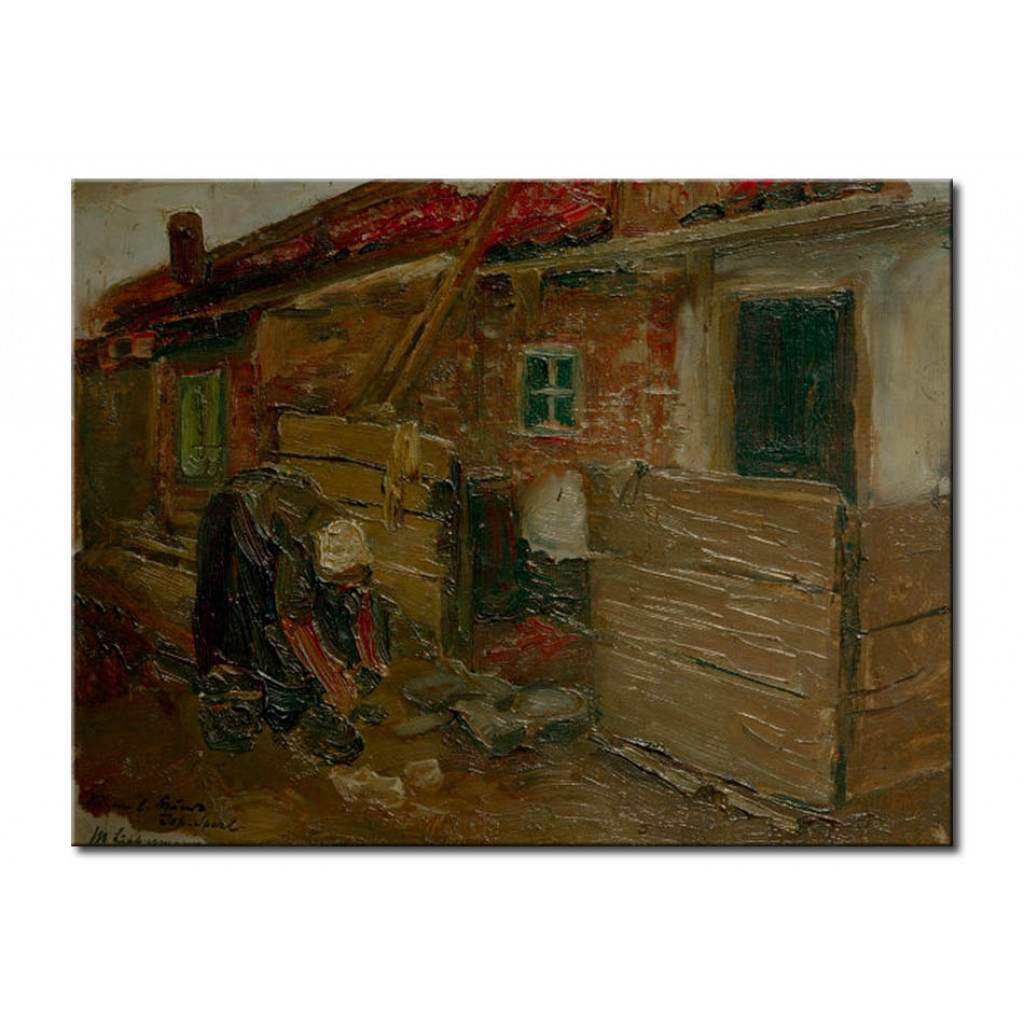 Schilderij  Max Liebermann: Holländisches Bauernhaus Mit Frau