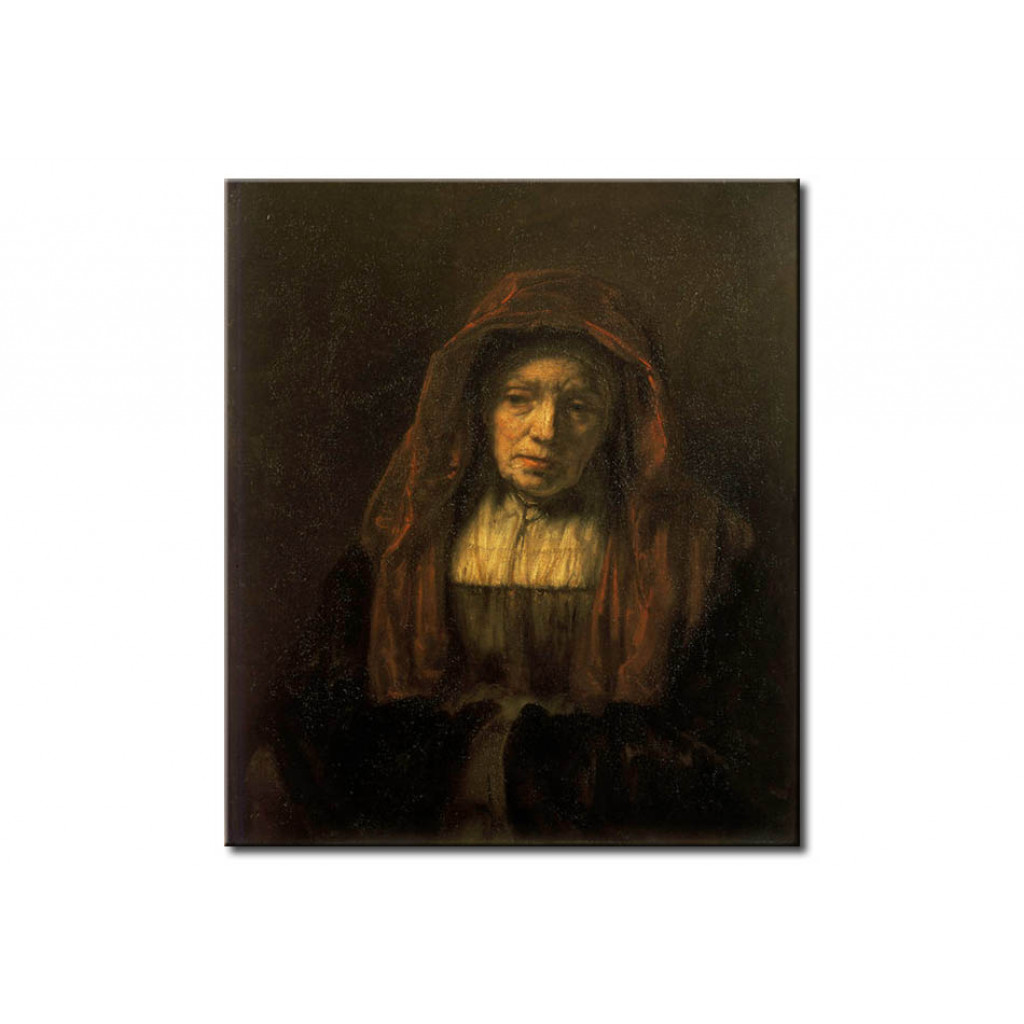 Schilderij  Rembrandt: Old Woman With Head Scarf