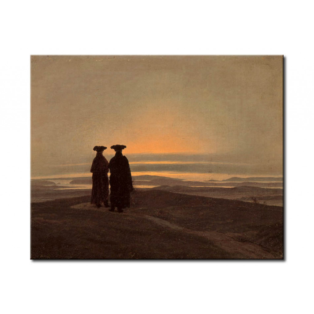 Schilderij  Caspar David Friedrich: Evening Landscape With Two Men