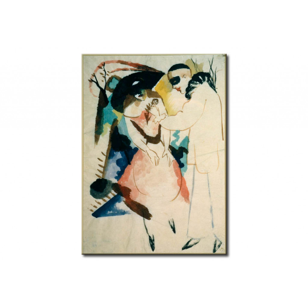 Schilderij  August Macke: Pierrot Und Dame