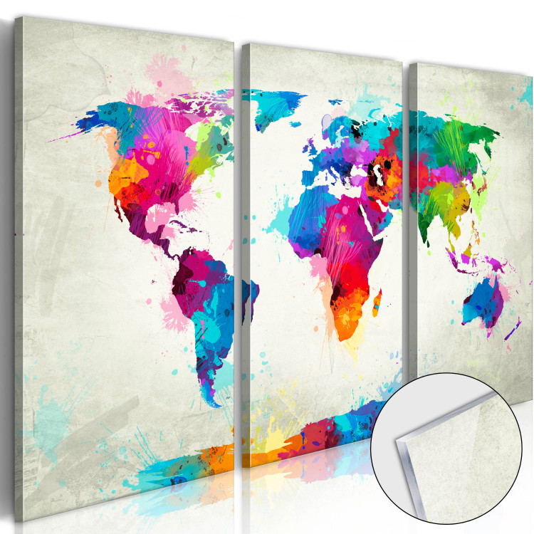 Obraz na szkle Mapa świata: Eksplozja kolorów [Glass] 92063