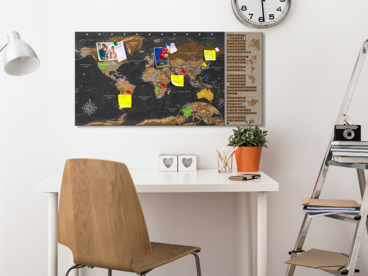 Mapa świata zdrapka na ścianę Brązowa mapa - plakat na płycie (wersja angielska) 106873 additionalImage 2
