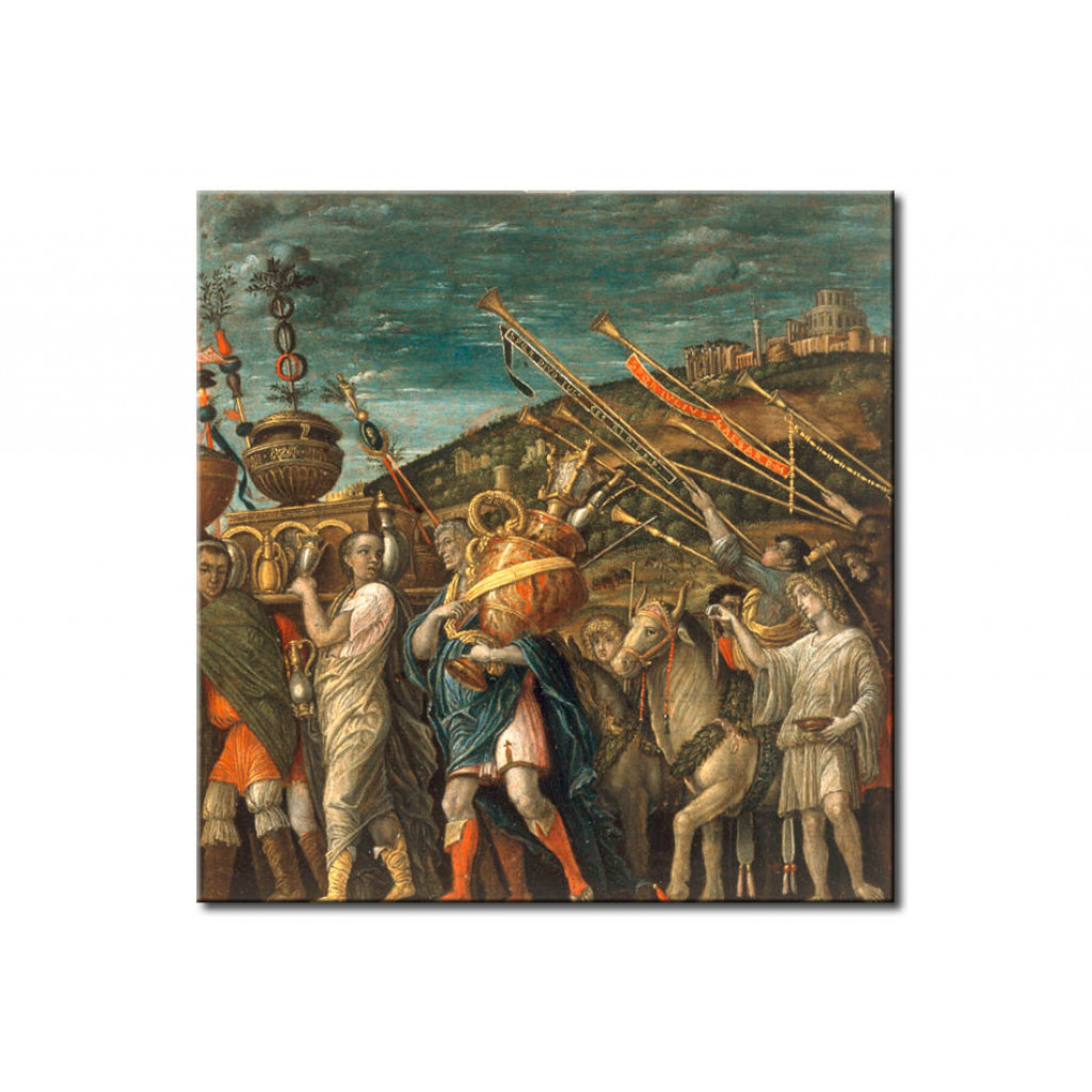 Schilderij  Andrea Mantegna: Triumph Of Caesar-Legionaries With Spoils, Sacrificial Animals And Horn Players