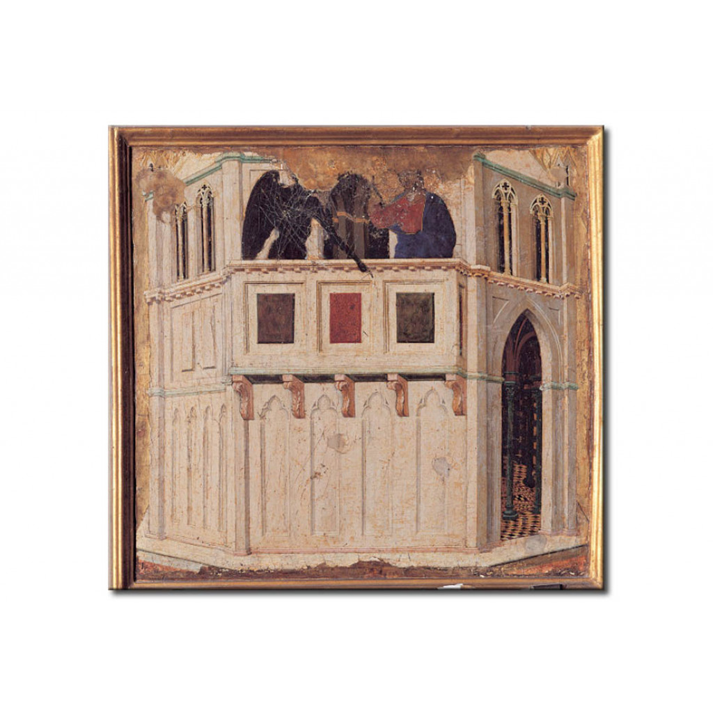 Schilderij  Duccio Di Buoninsegna: The Temptation Of Christ On A Pinnacle Of The Temple