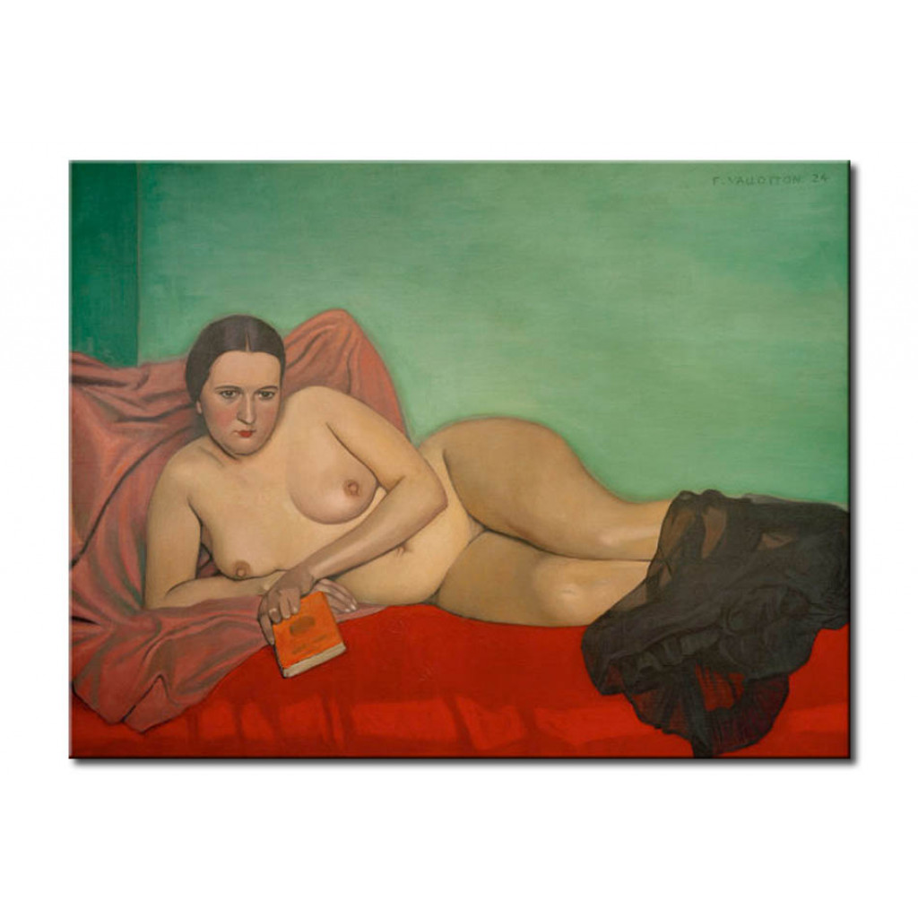 Schilderij  Félix Vallotton: Femme Nue Tenant Un Livre