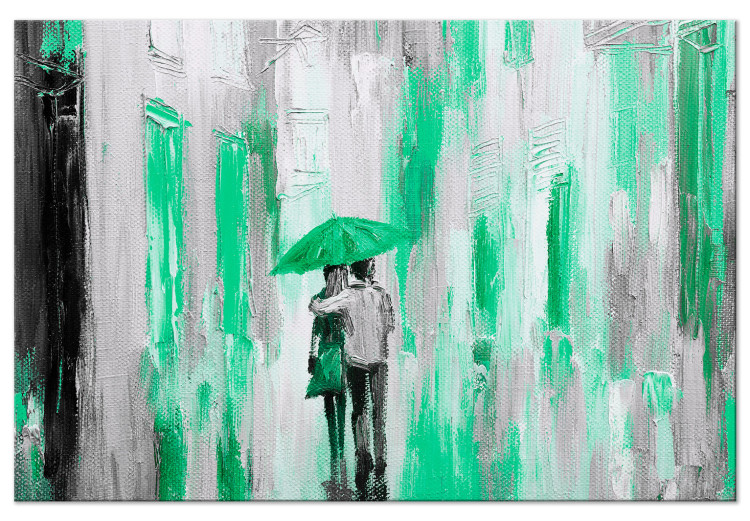 Quadro Amanti sotto l'ombrello - grafica con una coppia sotto la pioggia 123073