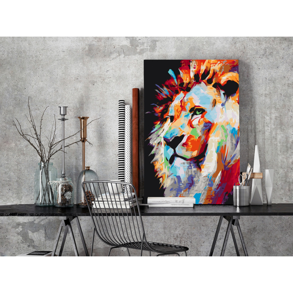 Desenho Para Pintar Com Números Portrait Of A Colourful Lion