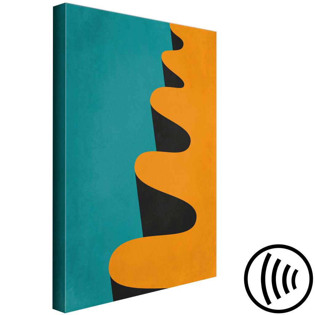 Schilderij  Abstract: Modernistische Oranje Golf - Geometrische Abstractie