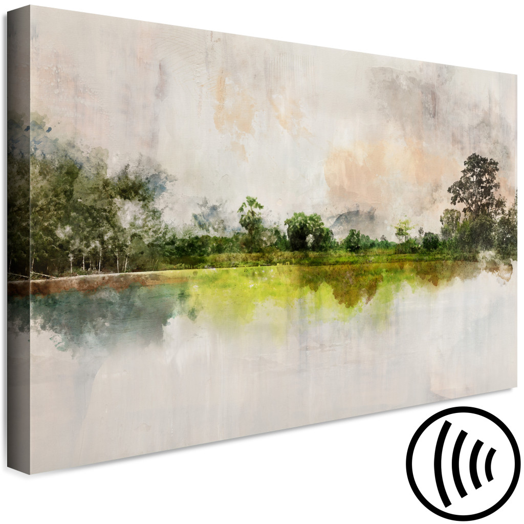 Quadro Pintado Rural Atmosphere - Rustic Painted Landscape With A Fragrant Forest