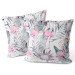 Sammets kudda Flamingos on holiday - floral design with exotic leaves and birds 146773 additionalThumb 2