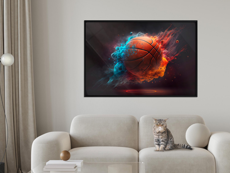 Wall Poster Accurate Throw - Basketball Ball in Orange-Blue Dust 150773 additionalImage 9