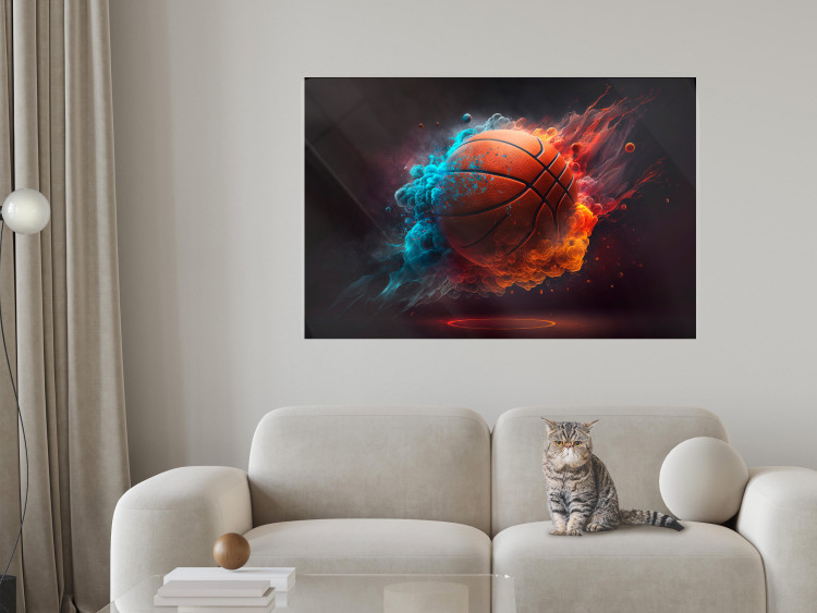 Wall Poster Accurate Throw - Basketball Ball in Orange-Blue Dust 150773 additionalImage 11