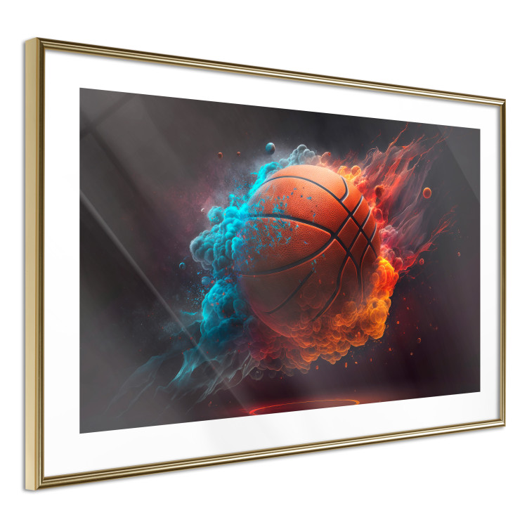 Wall Poster Accurate Throw - Basketball Ball in Orange-Blue Dust 150773 additionalImage 3