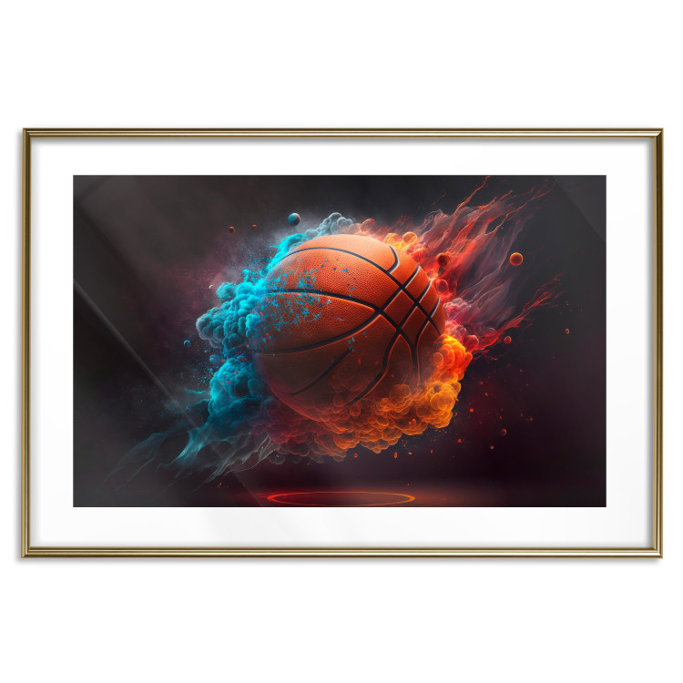 Wall Poster Accurate Throw - Basketball Ball in Orange-Blue Dust 150773 additionalImage 23