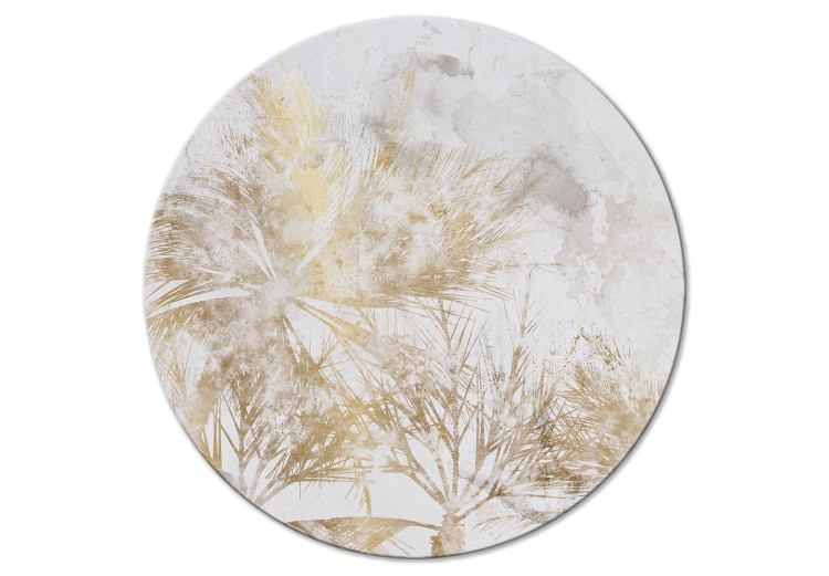 Rundes Bild Tropical Leaves - Plants in Golden Shades on a Light Background 151473