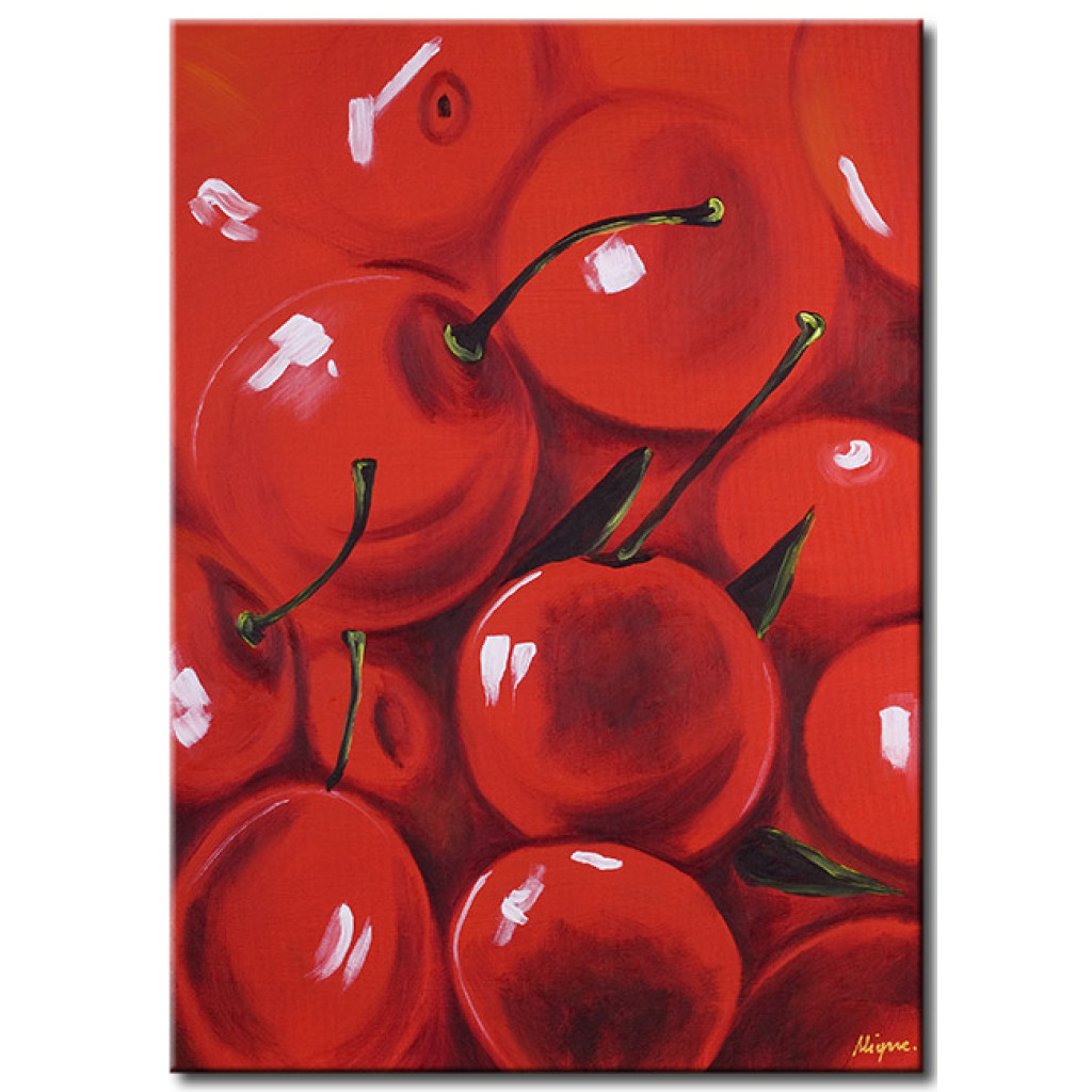 Schilderij  Fruit: Rijpe Kersen (1-delig) - Fantasie Met Fruitmotief