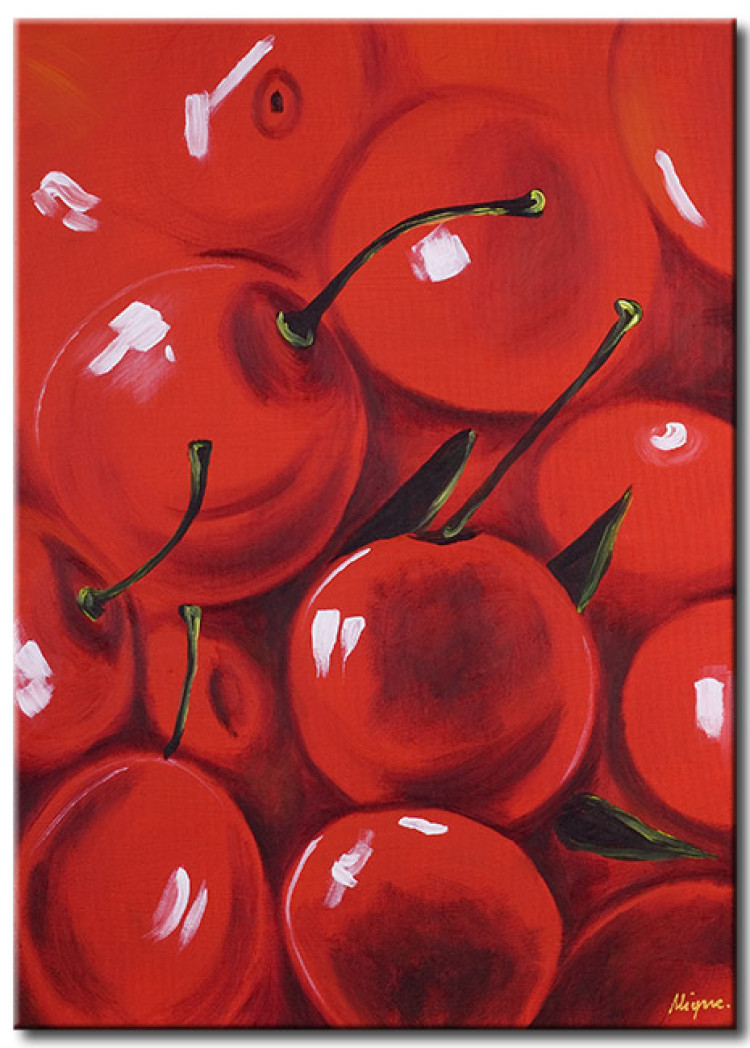 Quadro pintado Cerejas Maduras (1 parte) - Fantasia com tema de frutas 47473
