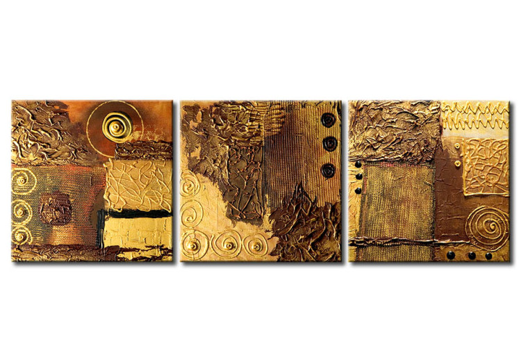 Canvas Print Abstraction (3-piece) - Geometric fantasy in shades of brown 47873